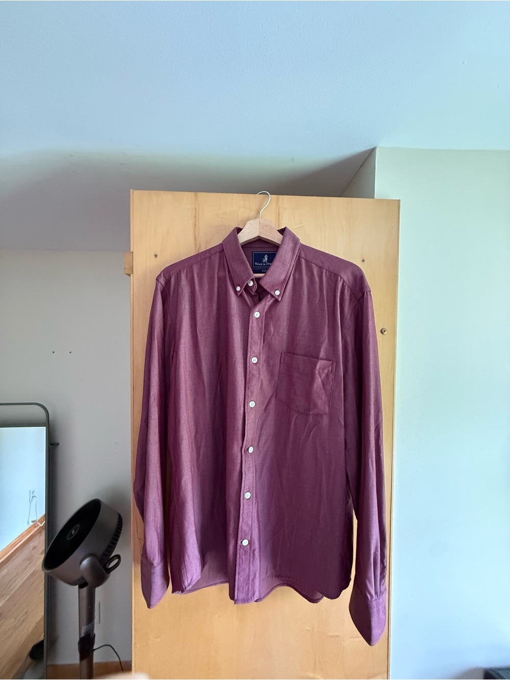 Men's Button-Down Shirt 240 100% Merino Wool in Red